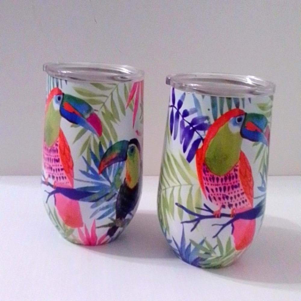 NWOT Two  tropical colorful tumbler